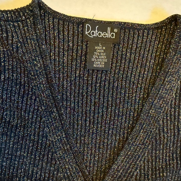 Rafaella Longline Women's Black & Gold Metallic Silk blend Cardigan Sz-L. DD12 - Picture 8 of 12